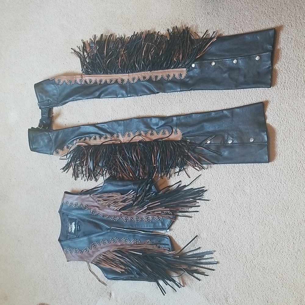 Womens Real Leather Vest and Chaps Fits Size 8 to 10